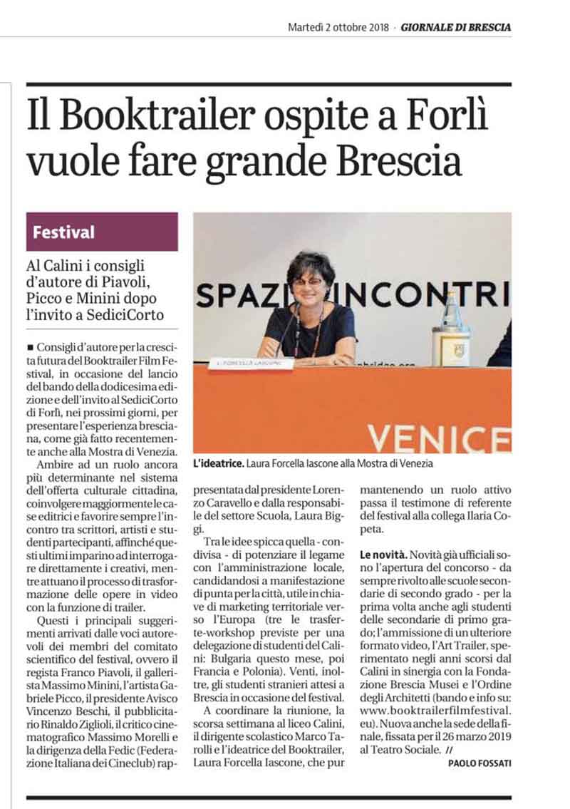 Il Booktrailer ospite a Forlì vuole fare grande Brescia